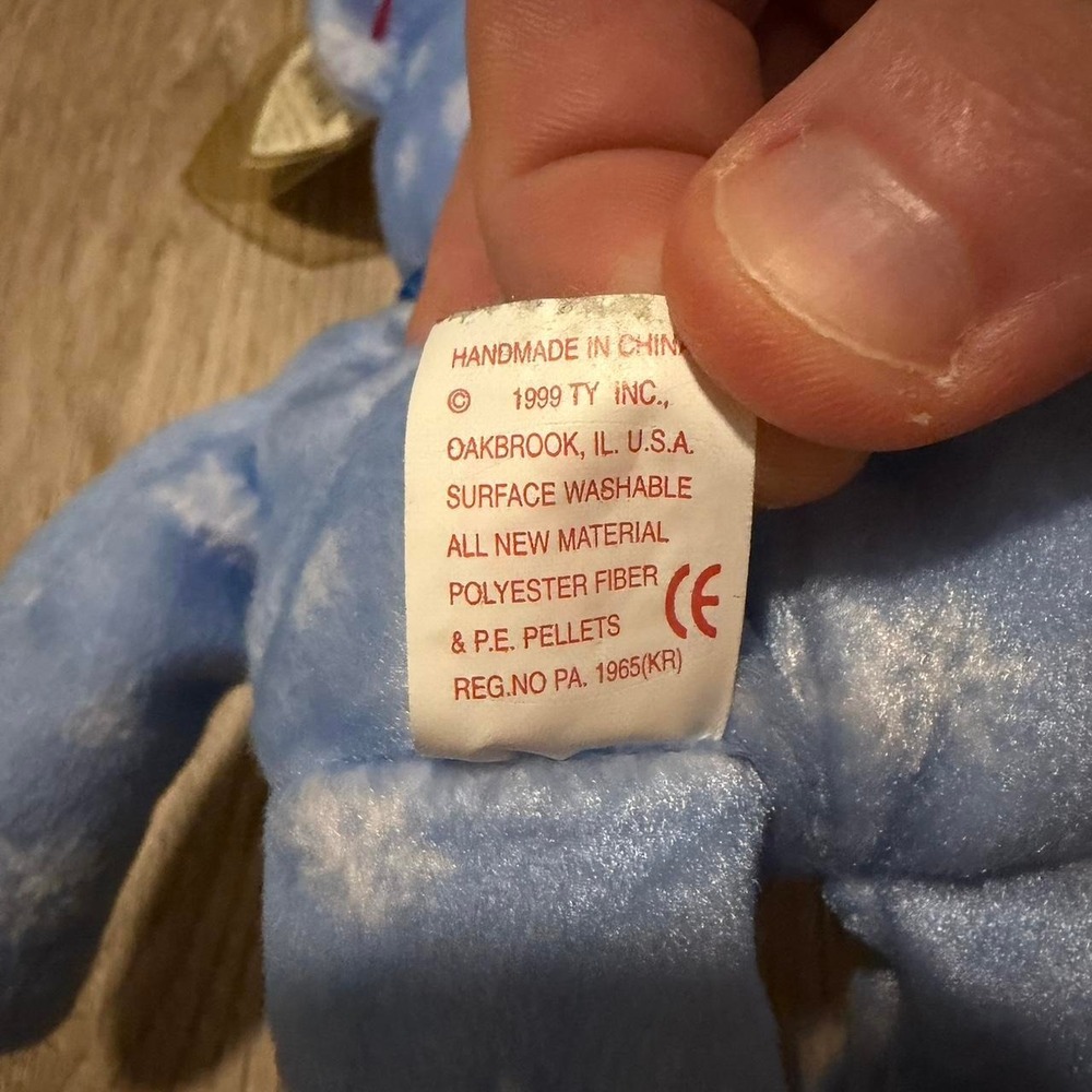 Ty Beanie Babies 1999 Holiday Teddy Blue Snowflake‎ Bear w/ Tags Retired PE - Picture 4 of 7